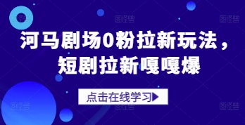 河马剧场0粉拉新玩法，短剧拉新嘎嘎爆-水水网赚