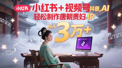 小红书+视频号+抖音，AI轻松制作唐朝贵妇IP，每天30分钟，轻松产出N条，月入3W+-水水网赚