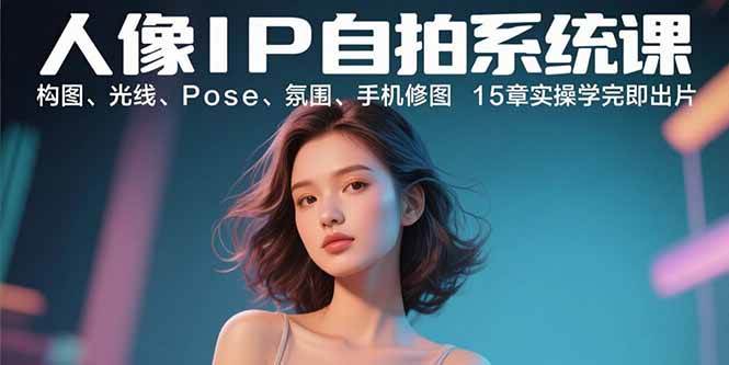 （15920期）人像IP自拍系统课：构图、光线、Pose、氛围、手机修图 15章实操学完即出片-水水网赚