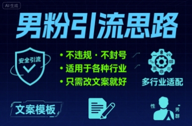 男粉引流思路不违规 不封号 适用于各种行业只需改文案就好-水水网赚