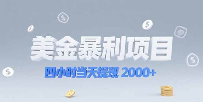 （15251期）美金暴利项目，四小时当天提现 2000+机会留给会选赛道的人-水水网赚