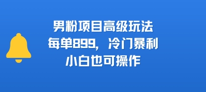 男粉项目高级玩法，每单899，冷门暴利，小白也可操作-水水网赚