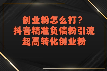 创业粉怎么打？抖音精准负债粉引流，超高转化创业粉-水水网赚