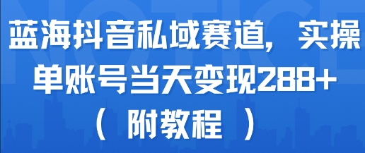 蓝海抖音私域赛道，实操单账号当天变现288+(附教程)-水水网赚