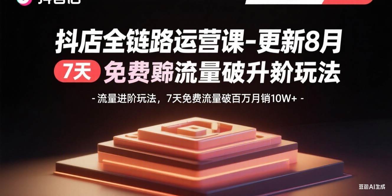 （15918期）抖店全链路运营课-更新8月：流量进阶玩法，7天免费流量破百万月销10W+-水水网赚