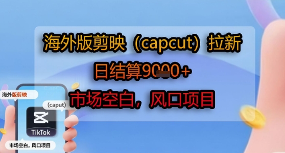 海外版剪映(capcut)拉新，日结算1k+，市场空白，风口项目-水水网赚