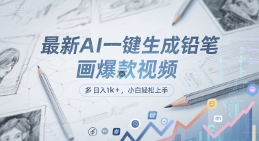最新AI一键生成铅笔画爆款视频，多平台分发，日 入1k+，小白轻松上手【揭秘】-水水网赚