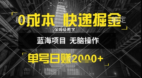 0成本快递掘金玩法，日入1k+，小白30分钟上手，收益嘎嘎猛【揭秘】-水水网赚