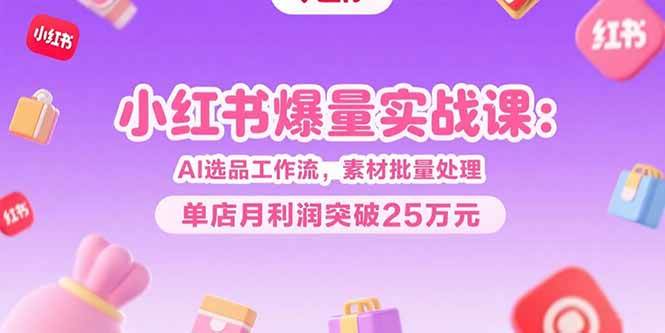 （15462期）小红书爆量实战课：AI选品工作流，素材批量处理，单店月利润突破25万元-水水网赚