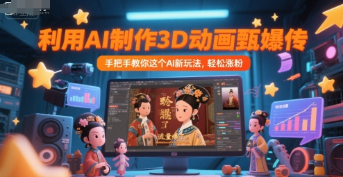 利用AI制作3D动画甄嬛传，流量爆了，手把手教你这个AI新玩法，轻松涨粉-水水网赚