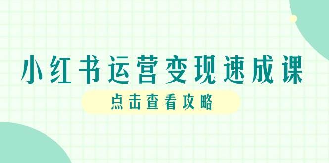 小红书运营变现速成课，账号搭建到暴力起号，个人IP全流程指南-水水网赚
