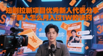 短剧拉新项目优秀新人代表分享新人怎么月入过1W的诀窍-水水网赚
