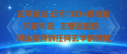 玄学玩法：日引100+精准粉只讲引流主要是思路可以套用到任何玄学的领域-水水网赚