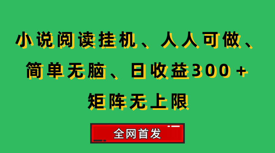 （15413期）小说挂机阅读，人人可做，简单无脑，一天收益300＋矩阵无限上-水水网赚