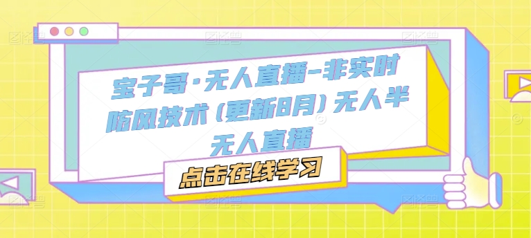 宝子哥·无人直播-非实时防风技术(更新25年7月)无人半无人直播-水水网赚
