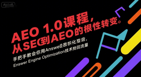 AEO 1.0 课程，从SEO到AE0的基命性转变，手把手教会你用AnswerEngineOptimization技术抢回流量-水水网赚