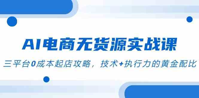 AI电商无货源实战课，三平台0成本起店攻略，技术+执行力的黄金配比-水水网赚