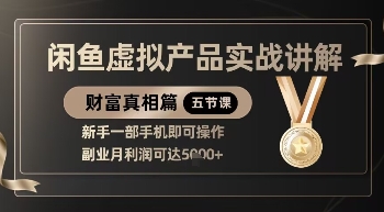 精品！闲鱼虚拟产品实战讲解，新手一部手机即可操作，副业月利润可达5k+-水水网赚