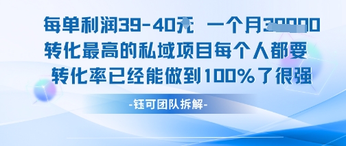 每单利润40一个月7k+转化最高的私域项目，每个人都要的产品转化率已经能做到100%-水水网赚