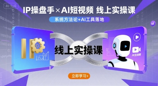 IP操盘手线上实操课，AI短视频线上课-水水网赚
