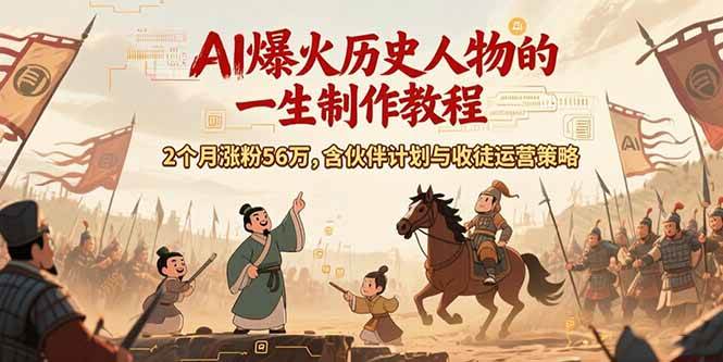 （15336期）AI历史人物赛道课程，2个月涨粉56万，含伙伴计划与收徒运营策略-水水网赚