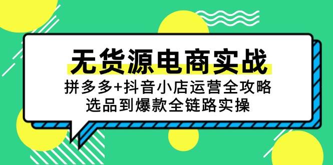 （15006期）无货源电商实战：拼多多+抖音小店运营全攻略，选品到爆款全链路实操-水水网赚