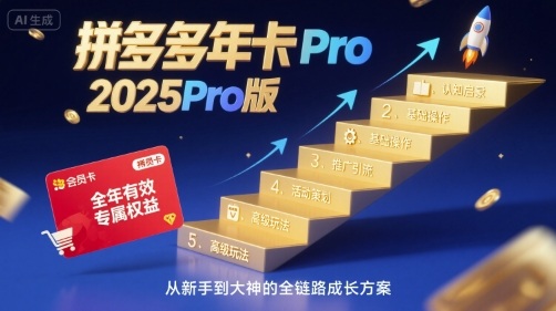 拼多多年卡2025Pro版，五大板块从认知到基础、从推广到活动、从活动到玩法-水水网赚