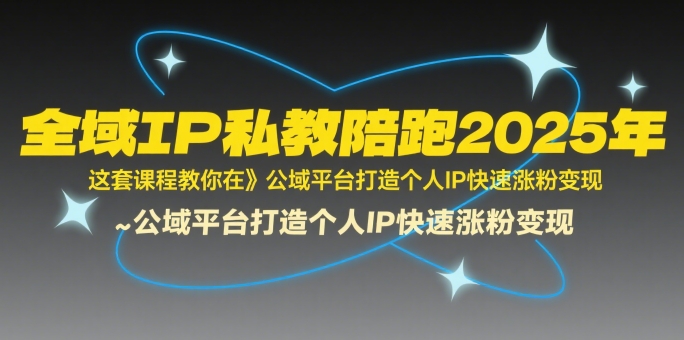 全域IP私教陪跑2025年，这套课程教你在公域平台打造个人IP快速涨粉变现-水水网赚