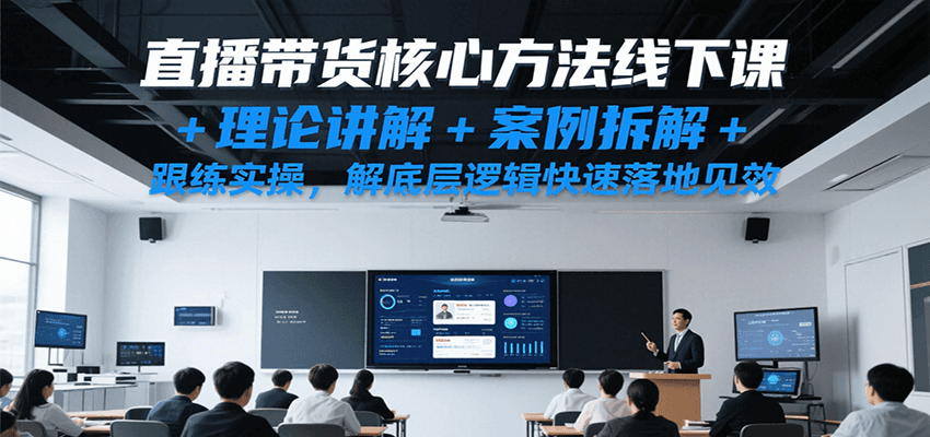 直播带货核心方法线下课，理论讲解+案例拆解+跟练实操，解底层逻辑快速落地见效-水水网赚