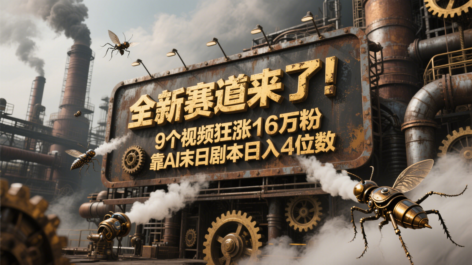全新赛道来了！9个视频狂涨16万粉，靠AI末日剧本日入4位数，评论区爆肝追更！-水水网赚