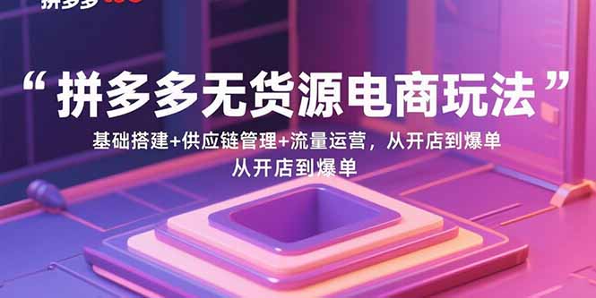 （15886期）拼多多无货源电商玩法：基础搭建+供应链管理+流量运营，从开店到爆单-水水网赚