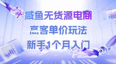咸鱼无货源电商，高客单价玩法，新手1个月入门-水水网赚