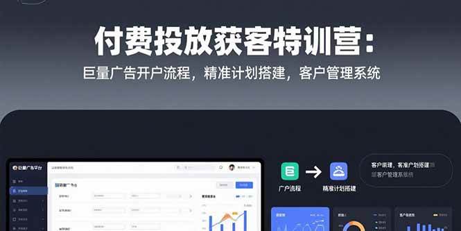 （15426期）付费投放获客特训营：巨量广告开户流程，精准计划搭建，客户管理系统-水水网赚