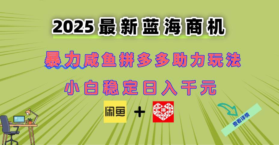 （14942期）最新闲鱼拼多多助力玩法 当下的蓝海商机 新手小白也能轻松操作 实现日…-水水网赚