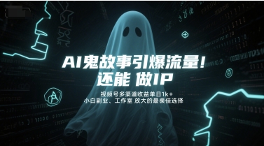 AI鬼故事引爆流量，还能做IP，视频号多渠道收益单日1k+，小白副业、工作室放大的最佳选择-水水网赚