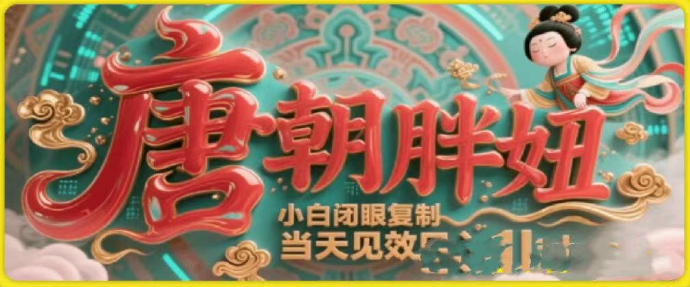 用AI克隆“唐朝胖妞”日更3条，平台疯狂推流，小白闭眼复制，当天见效，日入1k+-水水网赚