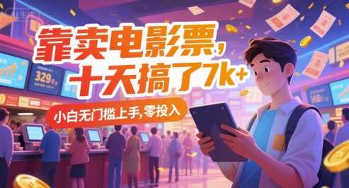 靠卖电影票，十天搞了7k+，小白无门槛上手，零投入【揭秘】-水水网赚