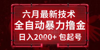 六月最新技术全自动暴力撸金，稳定日入2k+包起号，长期稳定【揭秘】-水水网赚