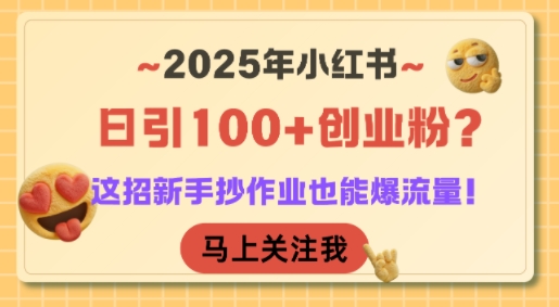 2025年小红书日引100+创业粉？这招新手抄作业也能爆流量！-水水网赚