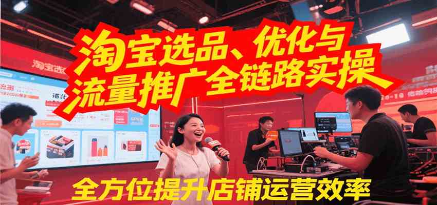 淘宝选品、优化与流量推广全链路实操，全面提升店铺运营效率-水水网赚