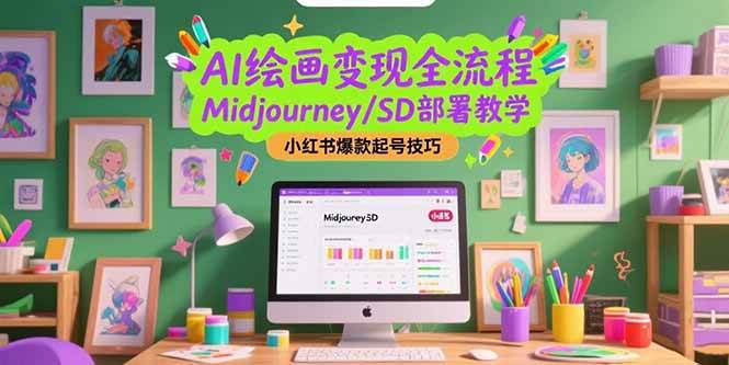 （15324期）AI绘画变现全流程，Midjourney/SD部署教学，小红书爆款起号技巧-水水网赚