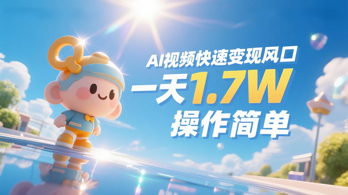 《Ai视频变现风口，一天1.7W，收入无上限，操作简单》-水水网赚