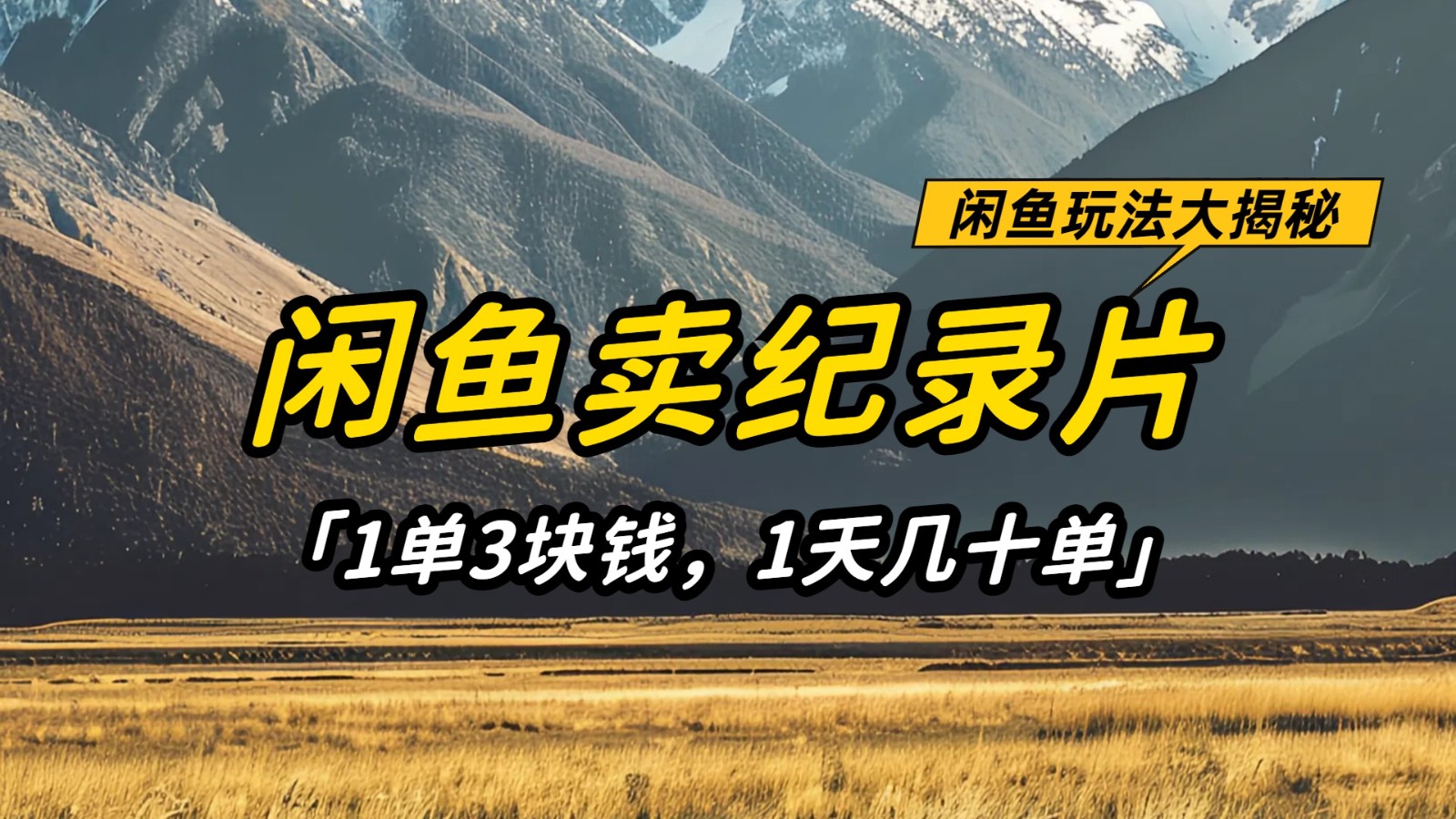 闲鱼卖纪录片，简单又赚钱的小项目，1单3块钱 1天几十单-水水网赚