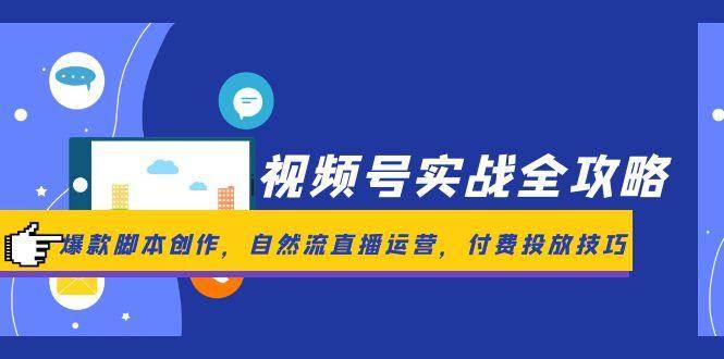 视频号实战全攻略，爆款脚本创作，自然流直播运营，付费投放技巧-水水网赚
