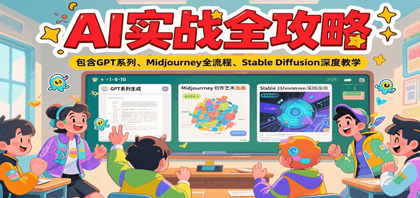 AI实战全攻略，包含GPT系列、Midjourney全流程、Stable Diffusion深度教学-水水网赚