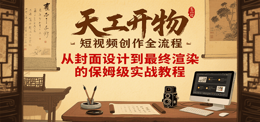 天工开物短视频创作全流程，从封面设计到最终渲染的保姆级实战教程-水水网赚