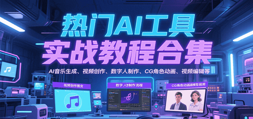 热门AI工具实战教程合集，AI音乐生成、视频创作、数字人制作、CG角色动画、视频编辑等-水水网赚