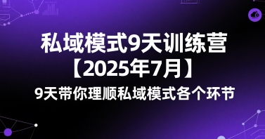 私域模式9天训练营【2025年7月】9天带你理顺私域模式各个环节-水水网赚