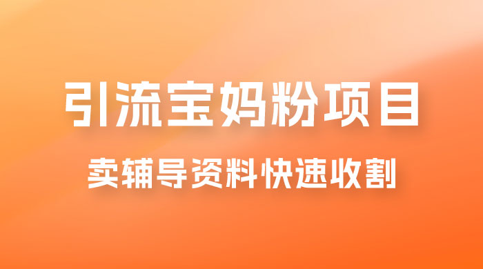 2023 年引流宝妈粉项目，单日私域转化 2000＋-水水网赚