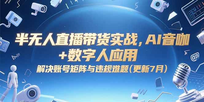 （15280期）半无人直播带货实战，AI音咖+数字人应用 解决账号矩阵与违规难题(更新7月)-水水网赚